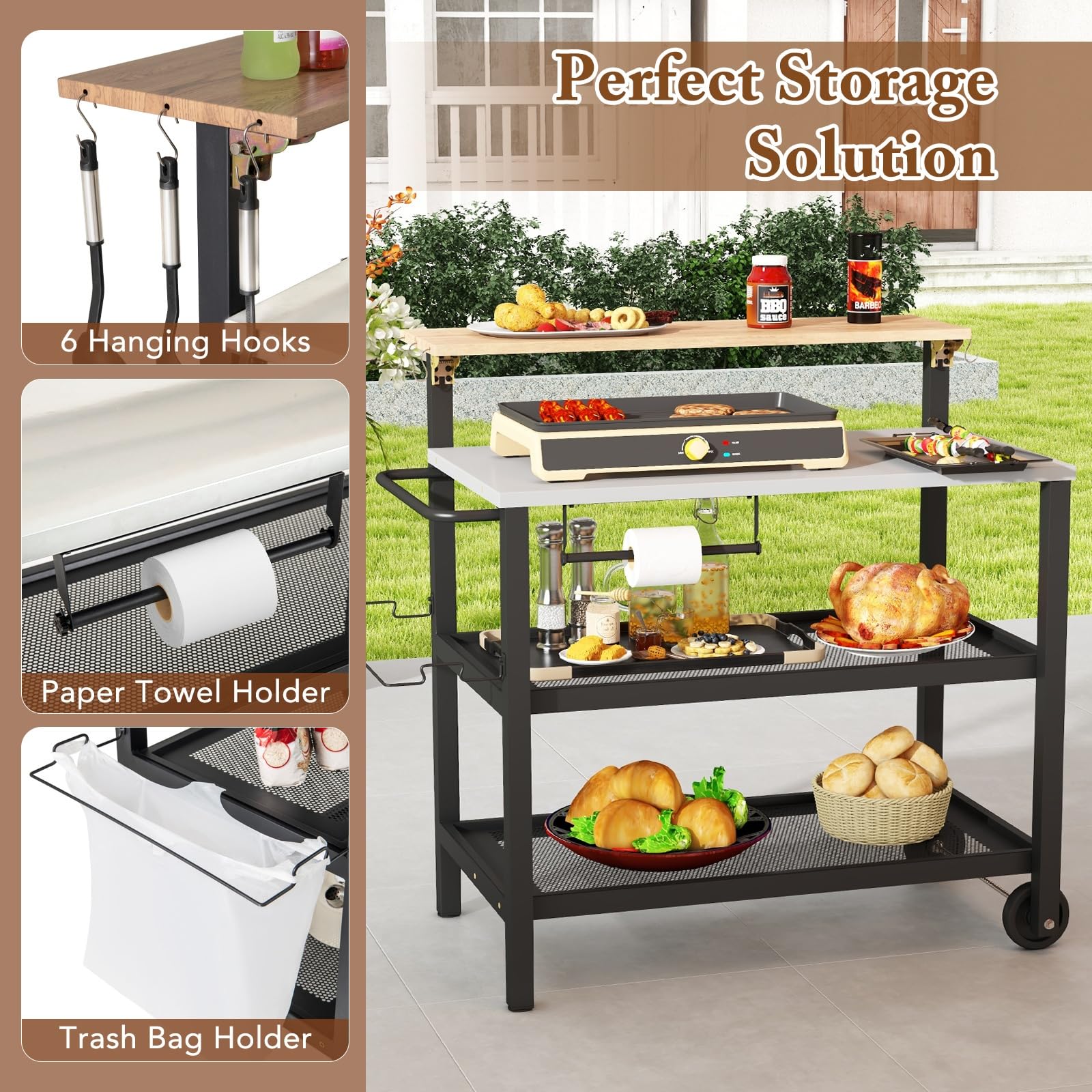 Amazon.com: Giantex 2-Piece Outdoor Kitchen Grill Cart Set